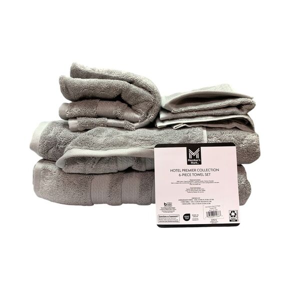 Soft Silver - Member's Mark Hotel Premier Collection 6-Piece Cotton Bathroom Tow - Picture 1 of 2